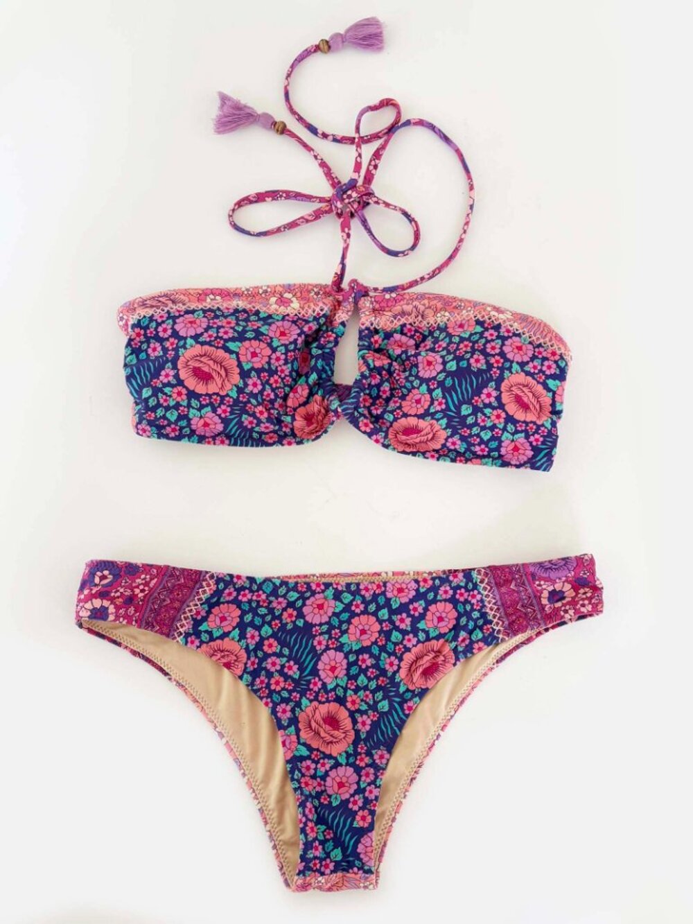 Spell Bandeau Pink Floral Bikini_M